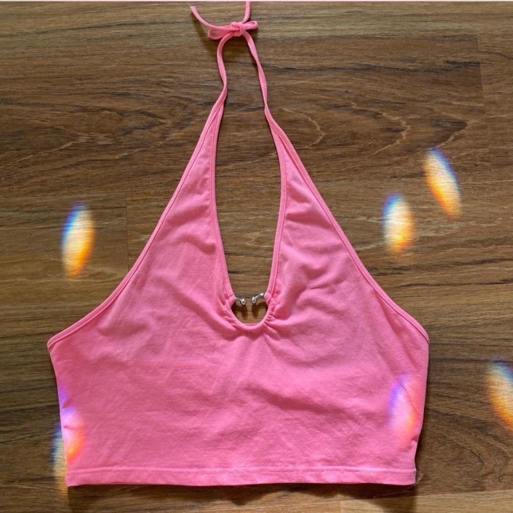 y2k Inspired Pink Halter Crop Top